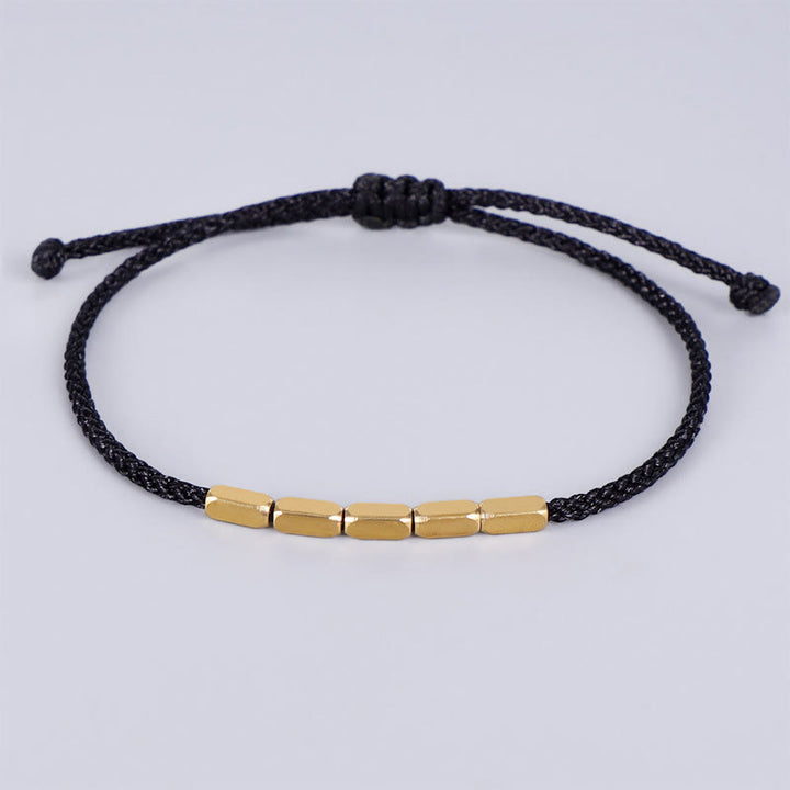 Braccialetto di corda intrecciata con protezione in perline di rame fatte a mano Buddha Stones