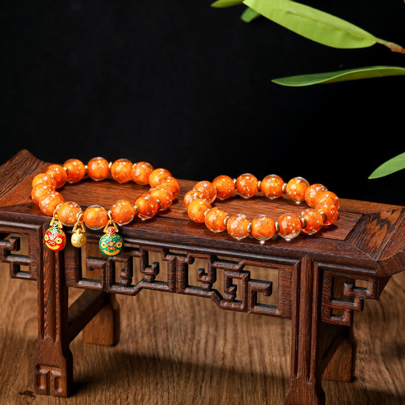 Braccialetto di successo con perline di vetro fluorescente luminoso Liuli, ciondolo famiglia bestia che deglutisce Buddha Stones