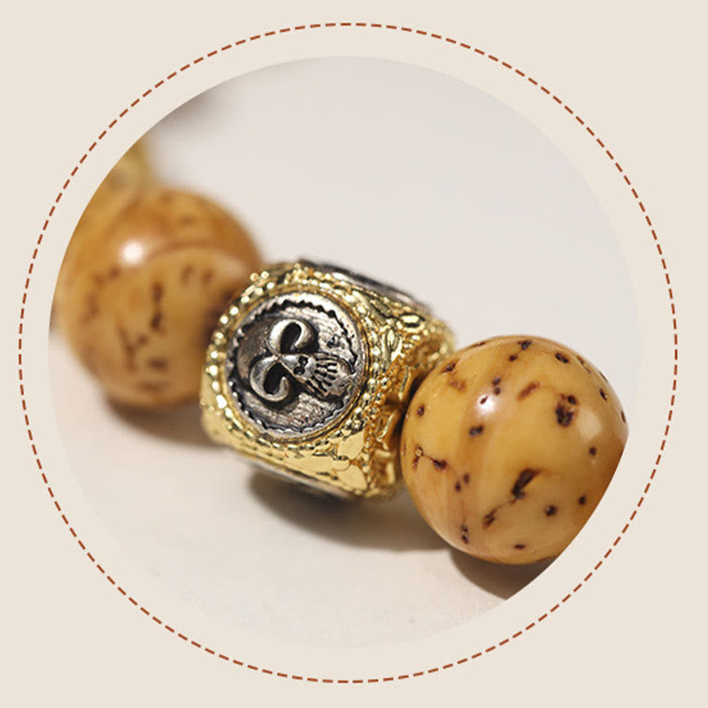 Braccialetto doppio giro Buddha Stones Tibetano Naturale Viola Oro Ratto Bodhi Seed Ricchezza