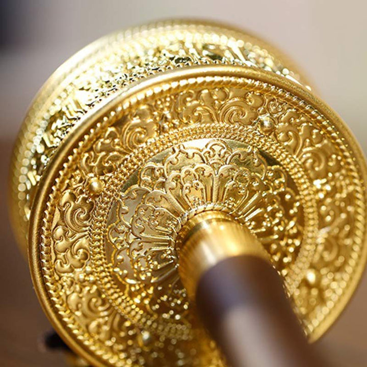Ruota di preghiera tibetana Sei parole vere Decorazione curativa in legno di sandalo