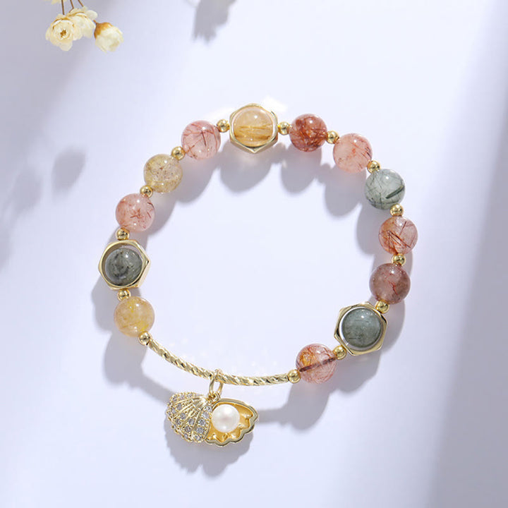 Braccialetto di perline di protezione in quarzo rutilato naturale colorato Buddha Stones