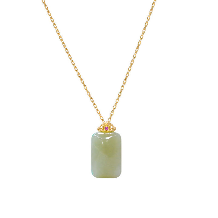 Collana con ciondolo a forma di farfalla Buddha che ride in giada ciano naturale Hetian Jade in argento sterling 925 - image 47