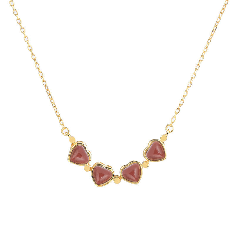Collana con ciondolo Buddha Stones in argento sterling 925 con quadrifoglio, giada bianca, agata rossa e abbondanza