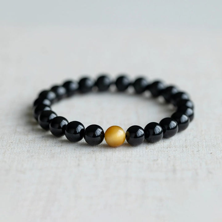 Braccialetto Buddha Stones Natural Rainbow Obsidian Tiger Eye Positive Love