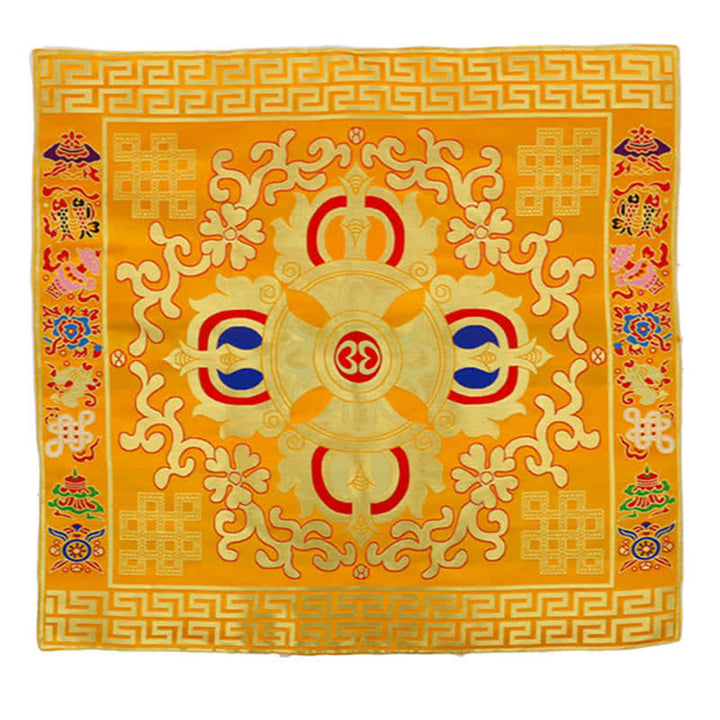 Tappetino da altare con preghiera a nodo infinito, meditazione curativa, 8 simboli di buon auspicio, runner da tavolo