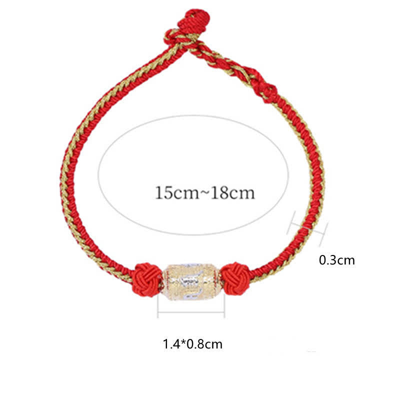 Braccialetto con corda rossa, in argento sterling 925, con ruota di preghiera Om Mani Padme Hum, con Buddha Stones e forza