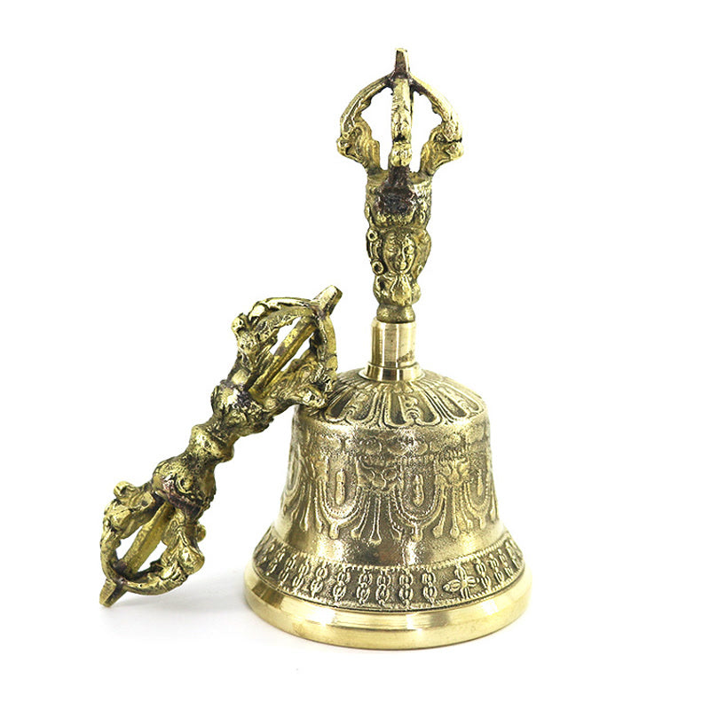 Buddha Stones Campana tibetana per meditazione e Vajra Dorje in rame con bilanciamento fatto a mano Set di decorazioni - image 0