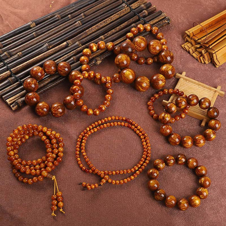 Buddha Stones Golden Sea Willow Braccialetto Mala Successo Positivo
