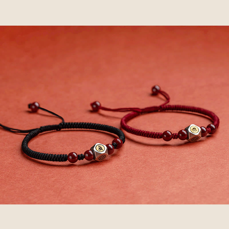 Bracciale Buddha Stones 925 Sterling Silver Zodiaco Cinese Buddha Natale Cinabro Calma
