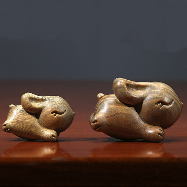 Buddha Stones Sandalo verde Piccolo Mini Coniglio carino Coniglietto Decorazioni di pace