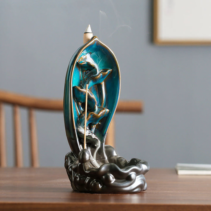Bruciatore di incenso a cascata Buddha Stones, porta incenso a riflusso
