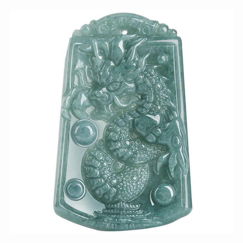 Buddha Stones Anno del Drago Zodiaco Cinese Drago Viaggia per il Mondo Giada Forza Collana Pendente