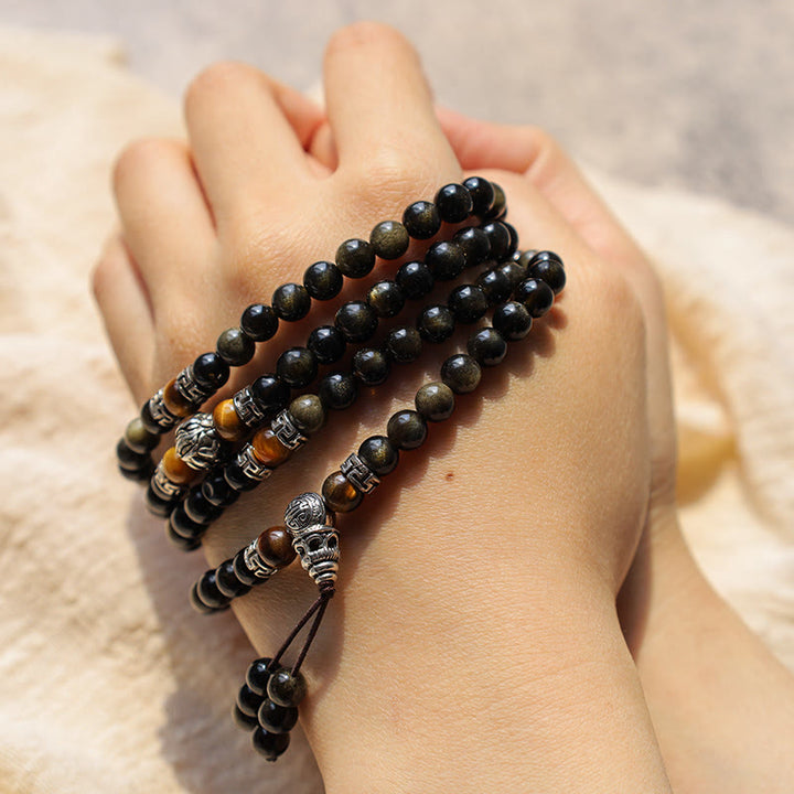 Collana con braccialetto energetico in ossidiana dorata