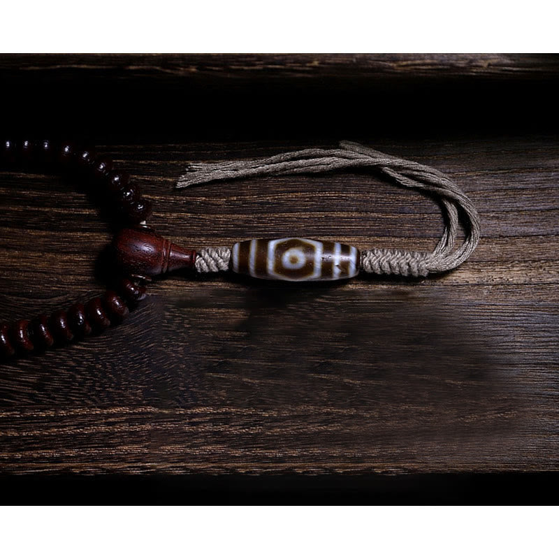 Buddha Stones Tibet naturale 108 Mala Beads Viola Bodhi Seed Three-eyed Dzi Bead Rame Dorje Harmony Bracciale