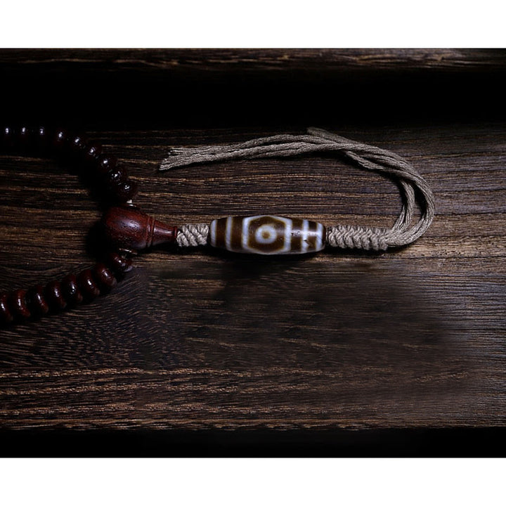 Buddha Stones Tibet naturale 108 Mala Beads Viola Bodhi Seed Three-eyed Dzi Bead Rame Dorje Harmony Bracciale