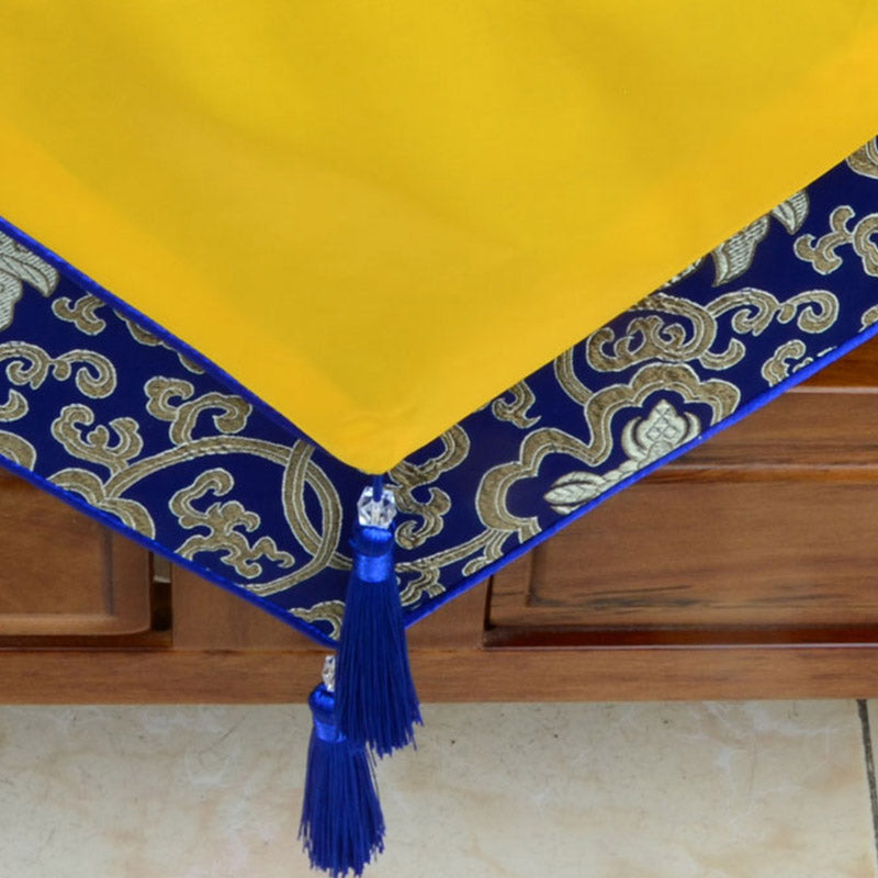 Preghiera Altare Fiore Vajra Drago Modello Tibetano Simboli di Buon Auspicio Nappe Jacquard Runner da Tavolo