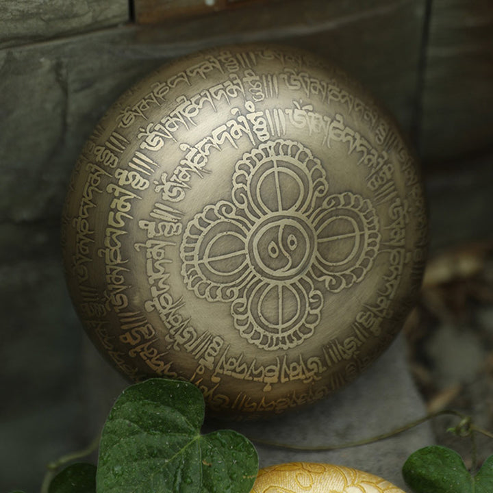Buddha Stones Tibetan Sound Bowl realizzata a mano per concentrazione e meditazione Peaceful Happiness Singing Bowl Set