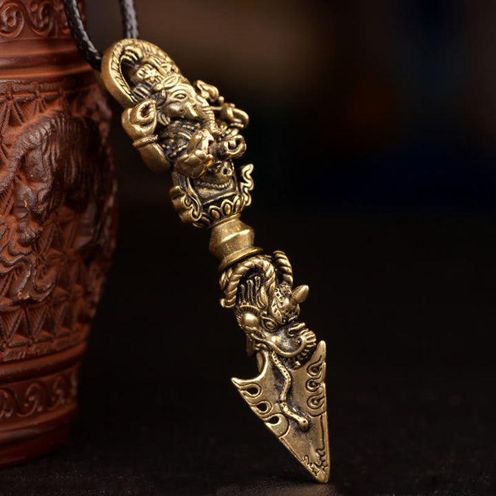 Collana con ciondolo del potere spirituale del Dio elefante della ricchezza Dorje Vajra, Ganesh tibetano Ganpati - image 17