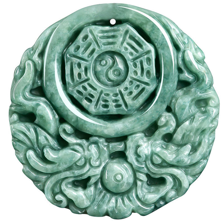 Collana con ciondolo in corda con equilibrio di Yin e Yang, drago e pietre Buddha Stones