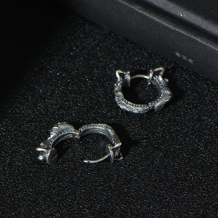Orecchini di protezione con motivo a cerchio di drago in argento sterling 925