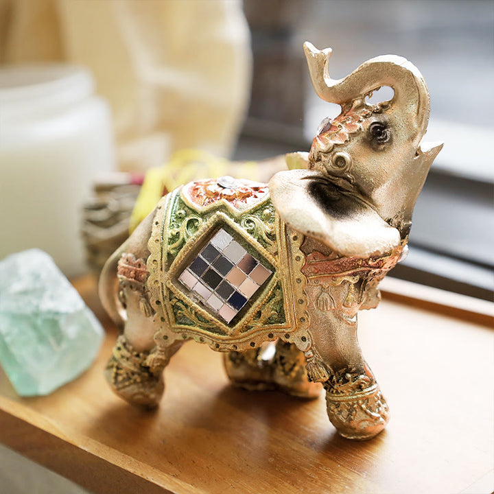 Buddha Stones Fortunato Feng Shui Elefante Verde Statua Scultura Ricchezza Figurina Regalo Decorazione Casa