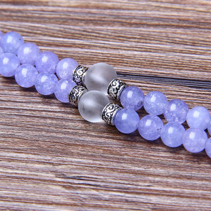 Braccialetto Mala con perline di diaspro viola Buddha Stones Strength