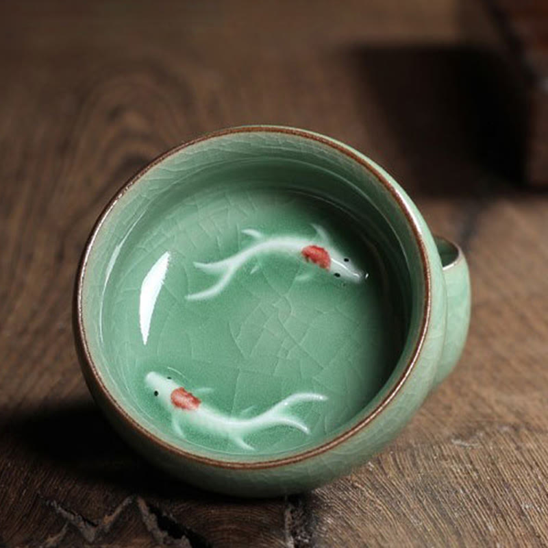 Buddha Stones Koi Fish colorato Tazza da tè in ceramica Kung Fu Tazza da tè Ciotola