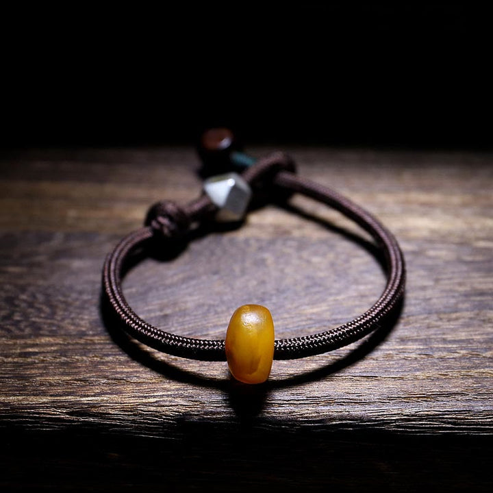 Bracciale Buddha Stones 925 Sterling Silver Zodiaco Cinese Buddha Natale Ambra Naturale Trasparente Ansia - Gallo-Acalanatha - 22 centimetri - image 0