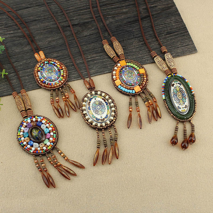 Buddha Stones Mandala Pattern Perline Collana Creatività Ciondolo