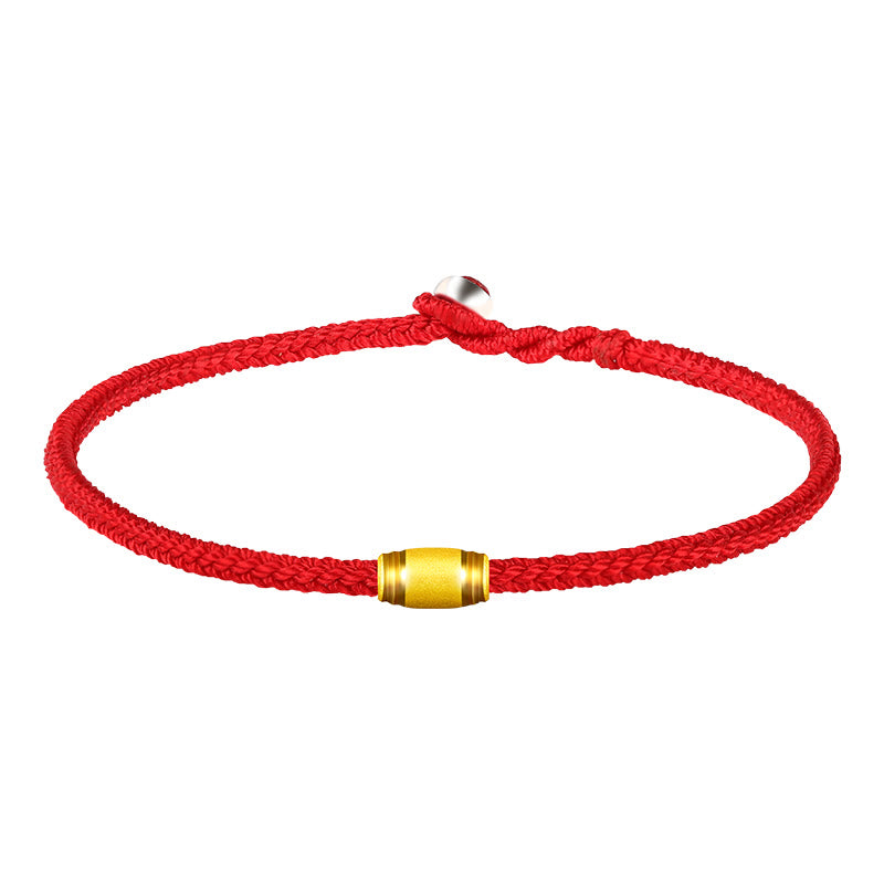 Braccialetto in corda rossa con nodo della pace a otto fili in oro 999 con Buddha Stones portafortuna