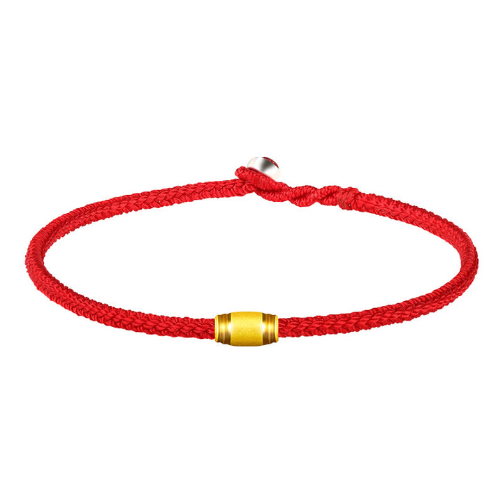 Braccialetto in corda rossa con nodo della pace a otto fili in oro 999 con Buddha Stones portafortuna
