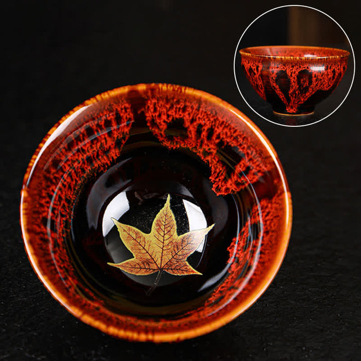 Buddha Stones Foglia d'acero Tazza da tè in ceramica colorata Tazze da tè per la casa