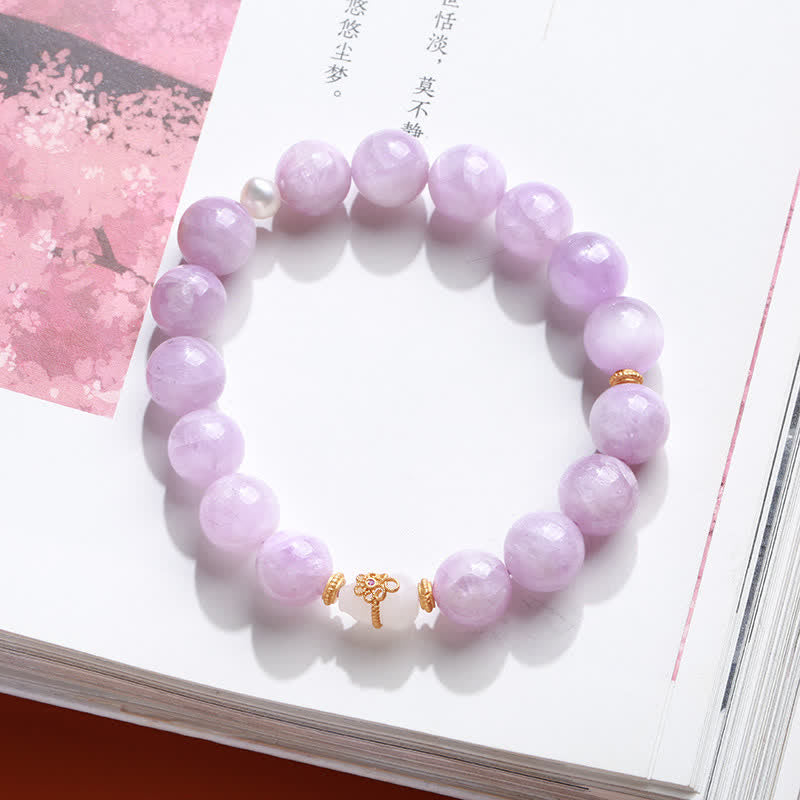 Braccialetto spirituale di crescita dell'amore con zucca di giada bianca di Hetian Kunzite