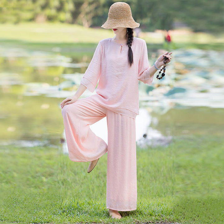 Tai Chi Meditazione Preghiera Zen Spirituale Mattina Pratica Abbigliamento Donna Set - image 23