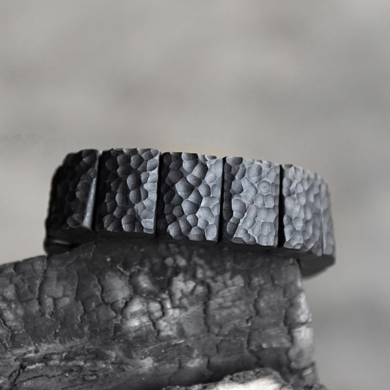 Braccialetto di coppia della pace con texture in legno di ebano vintage Buddha Stones