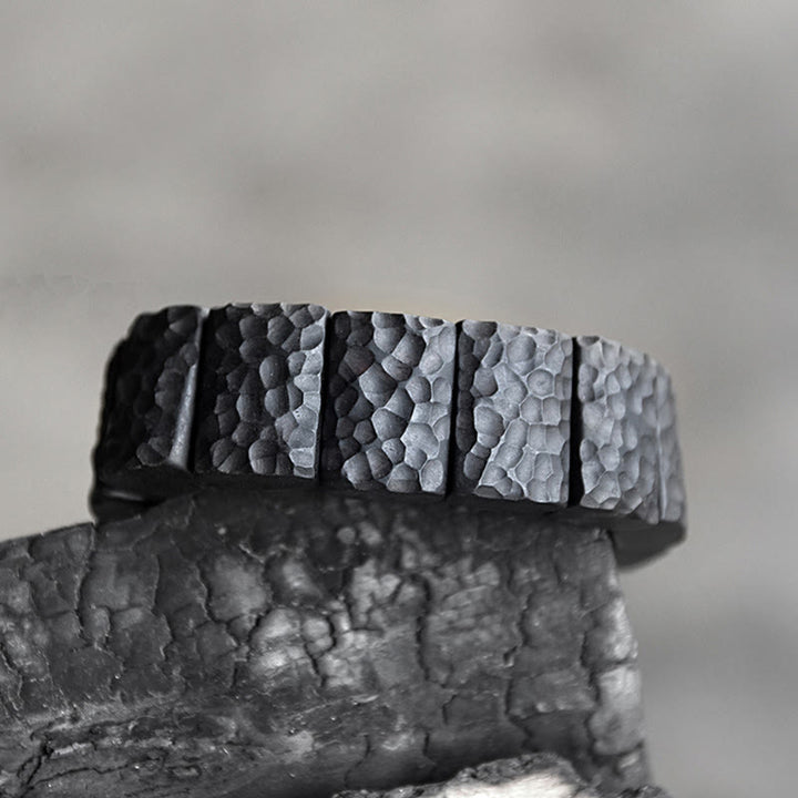 Braccialetto di coppia della pace con texture in legno di ebano vintage Buddha Stones