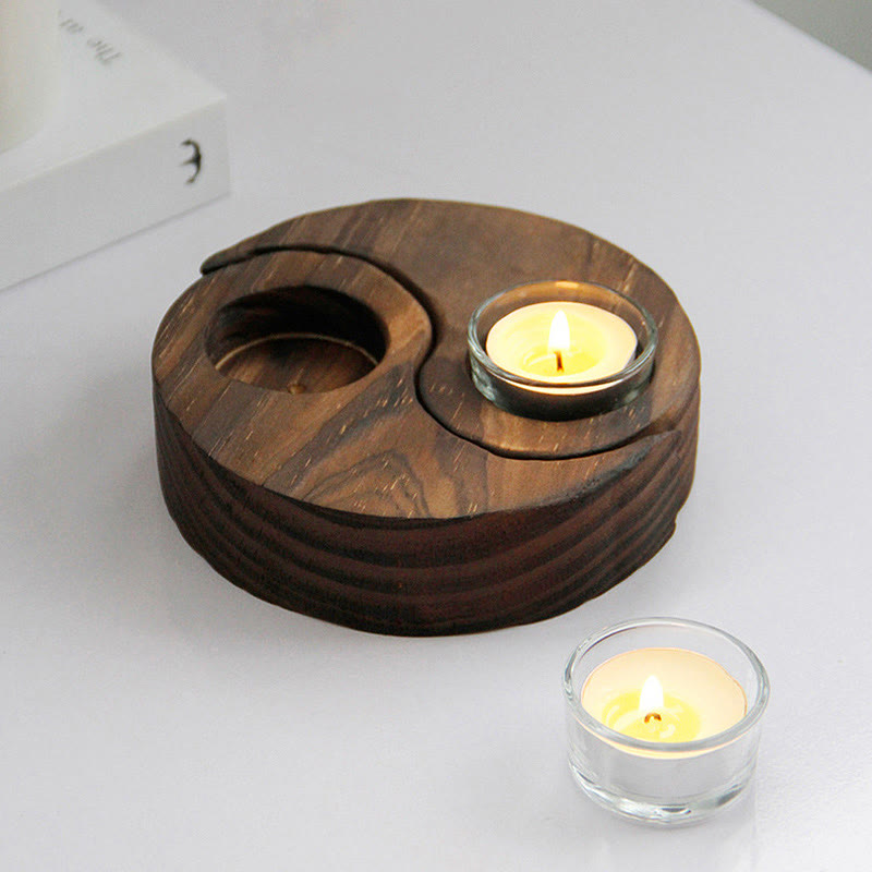 Buddha Stones Yin Yang Portacandele in legno Meditazione Rituali Usa oggetti