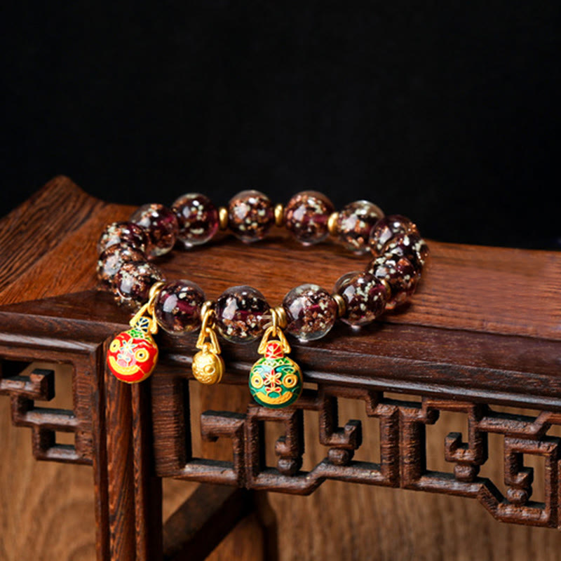 Braccialetto di successo con perline di vetro fluorescente luminoso Liuli, ciondolo famiglia bestia che deglutisce Buddha Stones