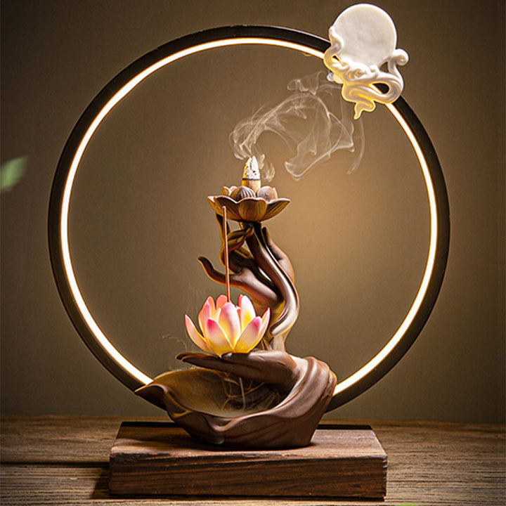 Buddha Stones Lotus Bergamotto Bruciatore di incenso curativo