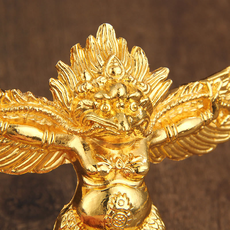 Decorazione per la casa in lega di protezione per uccelli Garuda in oro tibetano