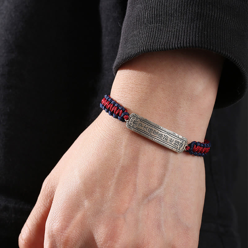 Braccialetto di protezione con amuleto della pace in argento sterling 925 Buddha Stones