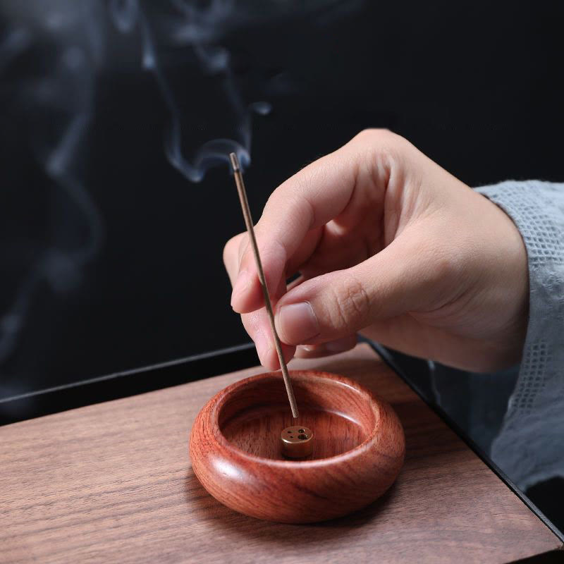 Buddha Stones Mini Legno di Ebano Palissandro Meditazione Bastone Guarigione Bruciatore di Incenso Decorazione - Palissandro 6,6*2cm - image 6