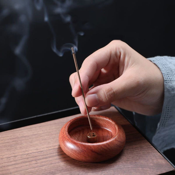 Buddha Stones Mini Legno di Ebano Palissandro Meditazione Bastone Guarigione Bruciatore di Incenso Decorazione - Palissandro 6,6*2cm - image 6