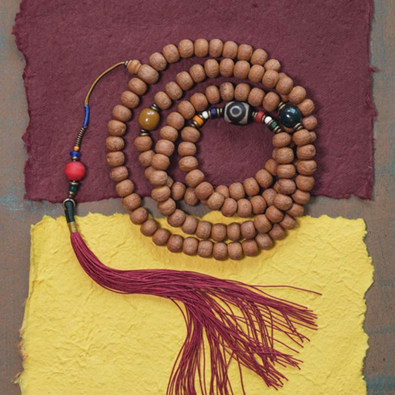 Buddha Stones 108 Mala Beads Bodhi Seed Dzi Bead Peace Tassel Bracciale