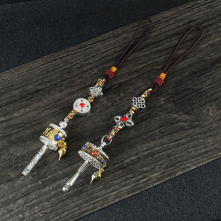 Tibet Om Mani Padme Hum Ruota di preghiera Pace Borsa girevole Decorazione da appendere all'auto