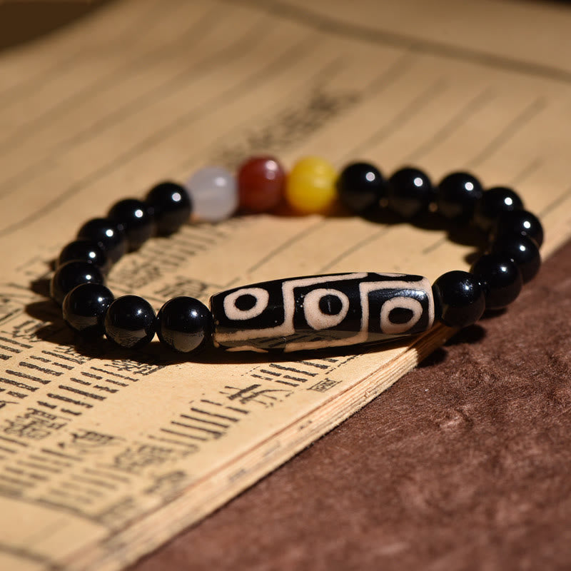 Braccialetto di potere della ricchezza con perline Dzi a nove occhi naturali tibetane Buddha Stones