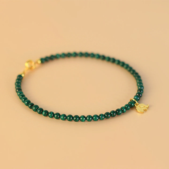 Braccialetto con ciondolo anti-ansia in malachite naturale con elefante Buddha Stones