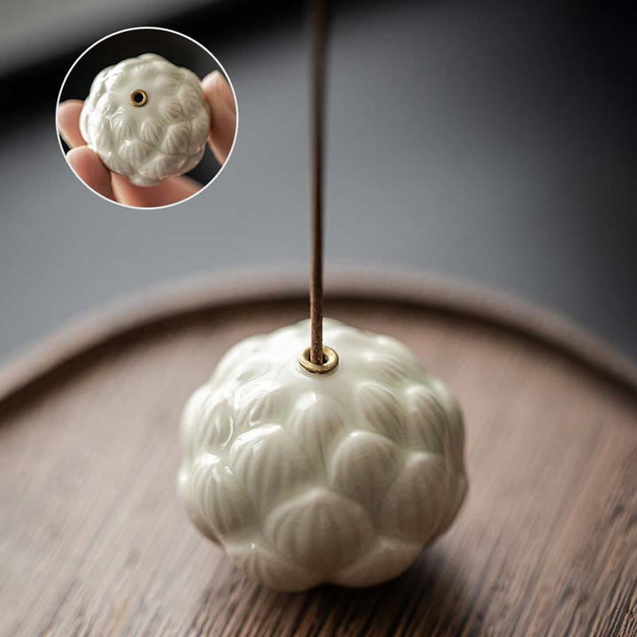 Buddha Stones Mini Fiore di Loto Meditazione Bastoncino di Ceramica Piccolo Bruciatore di Incenso Decorazione