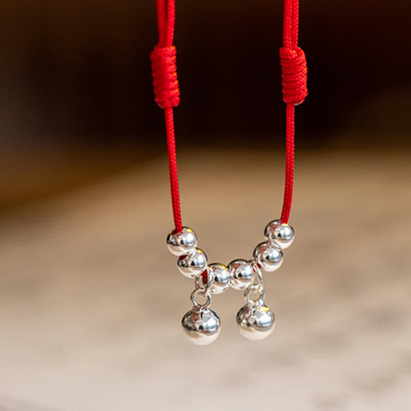 Buddha Stones 925 Sterling Silver Red String Braid Bell Charm Cavigliera