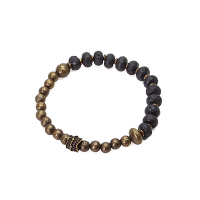 Bracciale rigido con polsino in pietra lavica e rame Balance